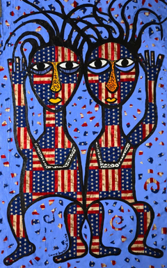 Identical Twins, 2025, Acrylic on Fabric, 76.2 x 55.9 cm Artwork