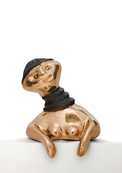 „Excited Amlash JAan“, figurative Skulptur aus Bronze, Auflage: 4, 30 cm