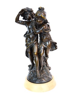 Auguste Moreau Early 20th Century Children Bronze Sculpture, Signed