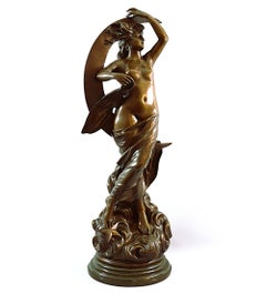 Pierre-Étienne Daniel Campagne (1851–1910) Art Nouveau in bronzo, firmato, XIX secolo