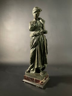 Italienische neoklassizistische „Grand Tour“-Bronzeskulptur „Mädchen von Anzio“ von G. Nisini, Rom