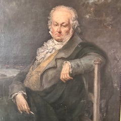 Olio su tela “Ritratto di Goya”, attribuito a Eugenio Lucas Velázquez, Spagna
