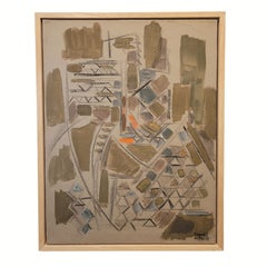Cardboard adhered to canvas “New York Subway”, Reynold Arnould, Futurism, France
