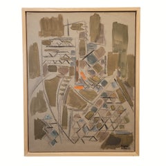 Cardboard adhered to canvas “New York Subway”, Reynold Arnould, Futurism, France