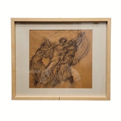Art Nouveau. Pencil on paper, for the opera curtain for Lohegrin, by A.Carrera