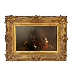 Oil on wood, Dutch Baroque School, "Interior Scene" period frame