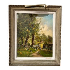 Oil on canvas French Impressionist "Rural Landscape 20th century French School