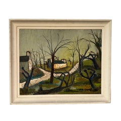 Fauvist oil on canvas, rural landscape, France, signed and dated