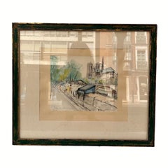 Timoteo Perez Rubio Watercolor “View of Notre Dame from Quai de la Tournelle