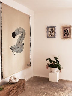 Contemporary Beige Jacquard Tapestry Woven Fiber Art, 21st century