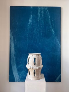 Abstract Contemporary White Minimalist Ceramic Sculpture, Excellent Condition
