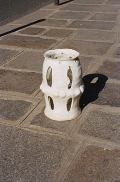 Abstract Contemporary White Minimalist Ceramic Sculpture, Excellent Condition