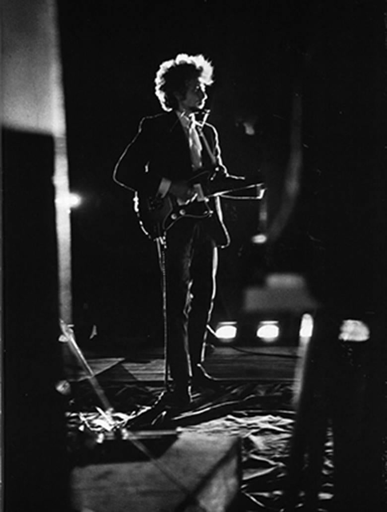 Bob Dylan backlit on stage, Forest Hills Stadium, New York