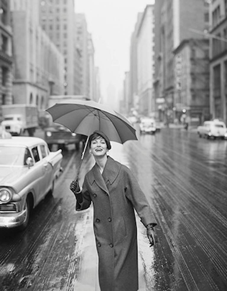 Carmen Under and Umbrella, New York, 1958 - Photograph by William Helburn