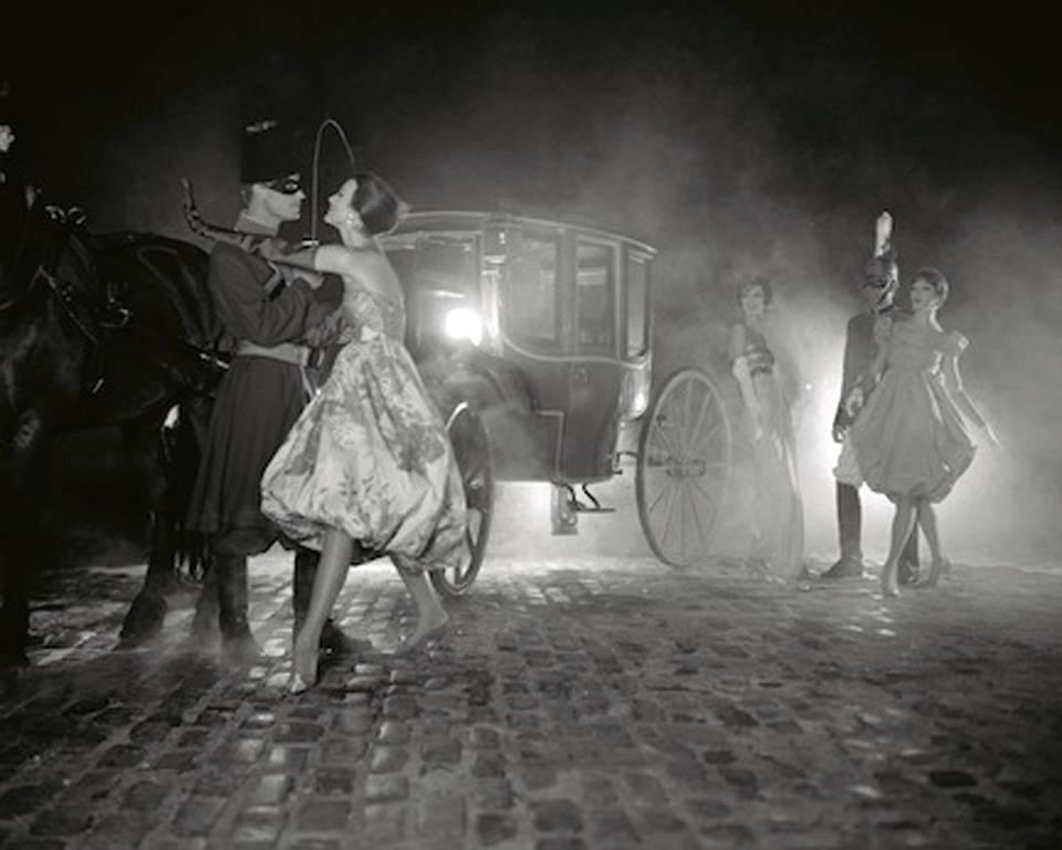 Stagecoach at Night, Harper's Bazaar - Photograph by William Helburn