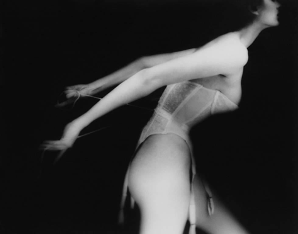 Lillian Bassman Black and White Photograph - It's a Cinch, Carmen, New York, Harper's Bazaar