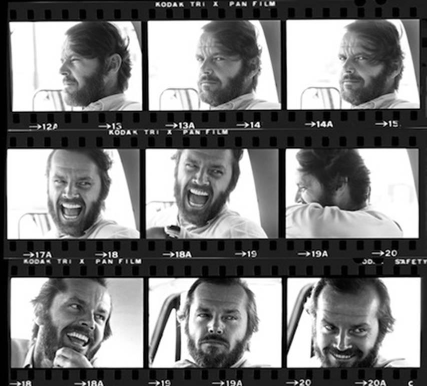 Harry Benson Black and White Photograph – Jack Nicholson ( Contact Sheet), 1976