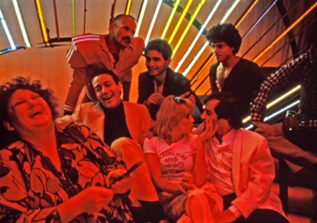 Harry Benson Color Photograph - Halston, Steve Rubell, Lorna Luft, and friends at Studio 54, New York, 1978