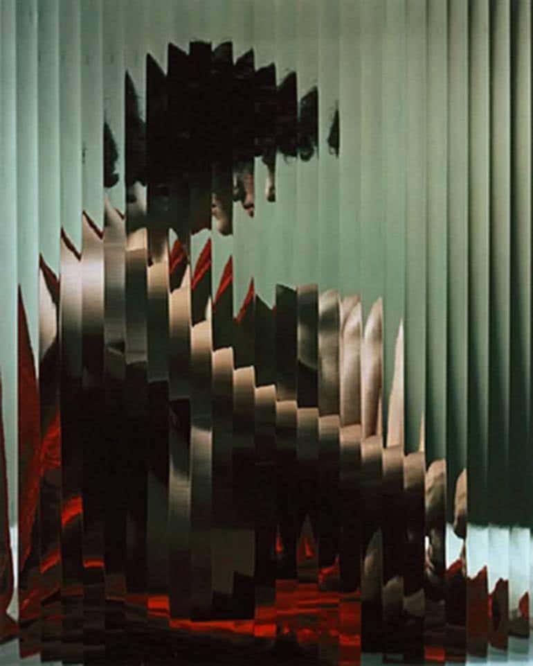 Lisette behind fluted glass, New York, around 1943