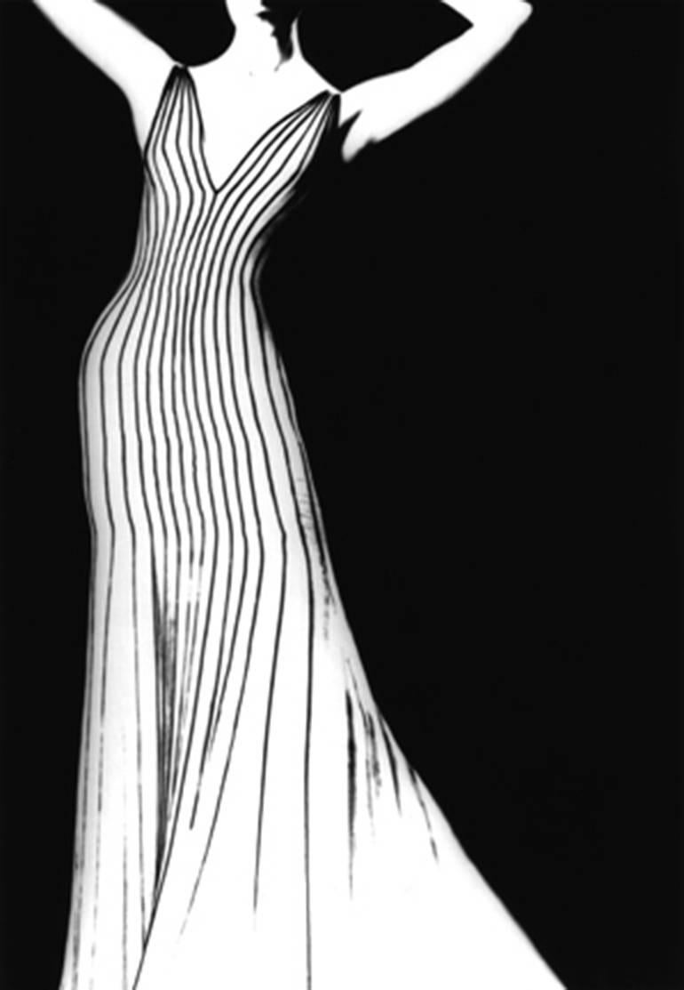 Lillian Bassman Black and White Photograph - Thierry Mugler Dress, German VOGUE, 1998