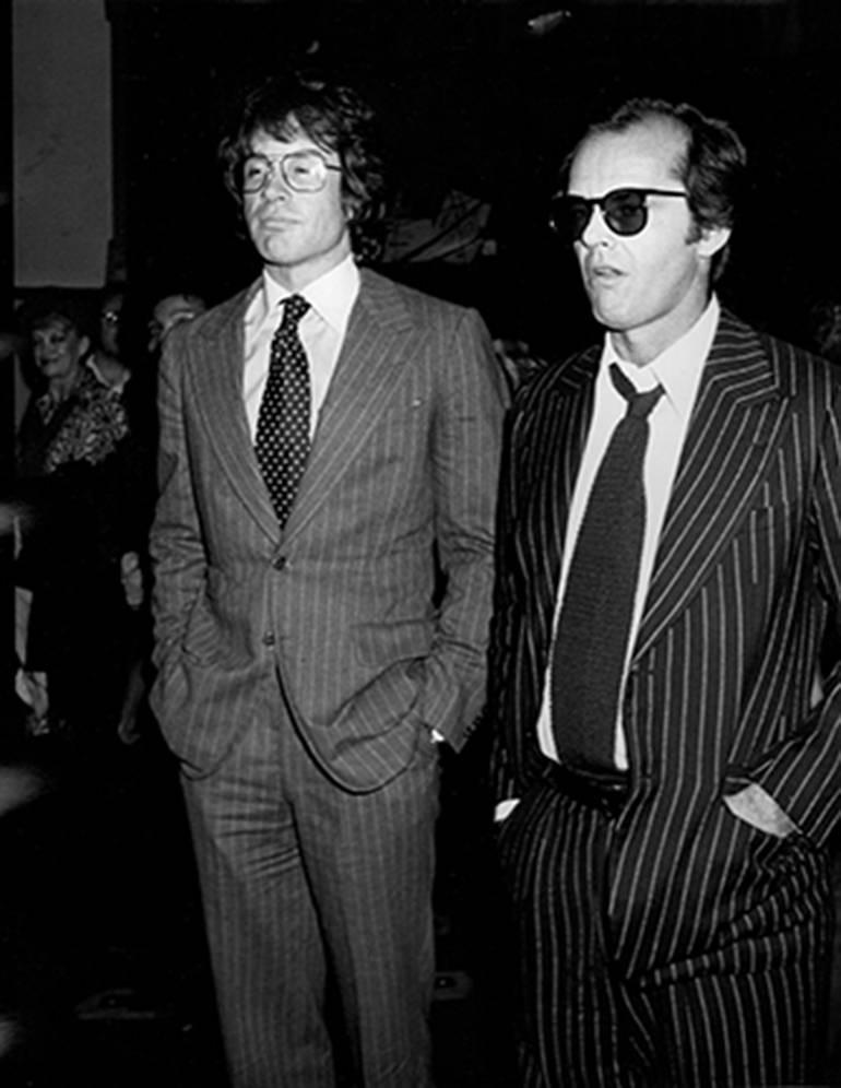 Ron Galella Black and White Photograph - Warren Beatty and Jack Nicholson, Mabel Mercer Concert