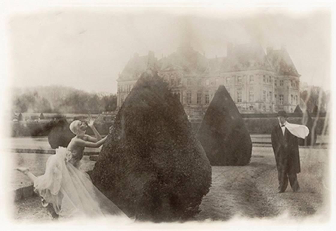 Deborah Turbeville Color Photograph - Rosima in Comme des Garçons at Vaux le Vicomte, France, for Parco