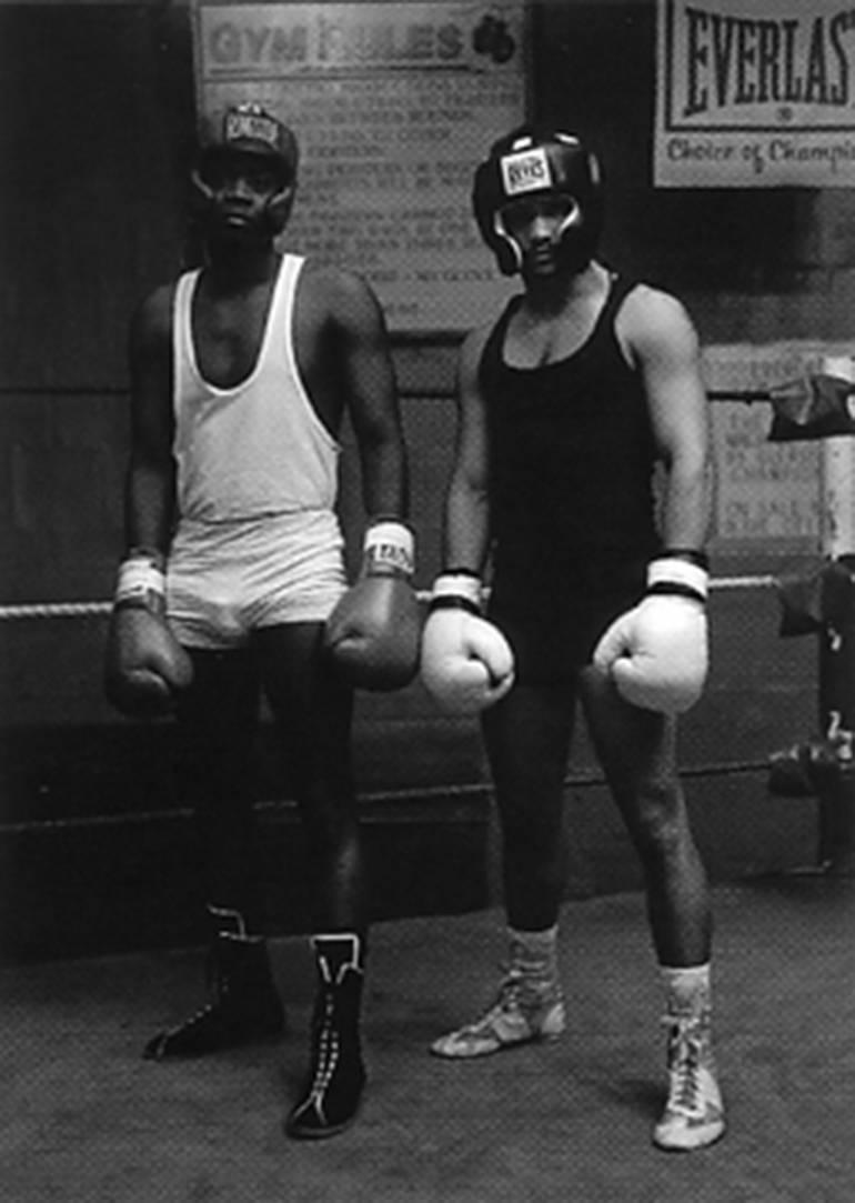 Kurt Markus Black and White Photograph - Ray Hammond and Ray Robinson, Gleason's Gym, Brooklyn