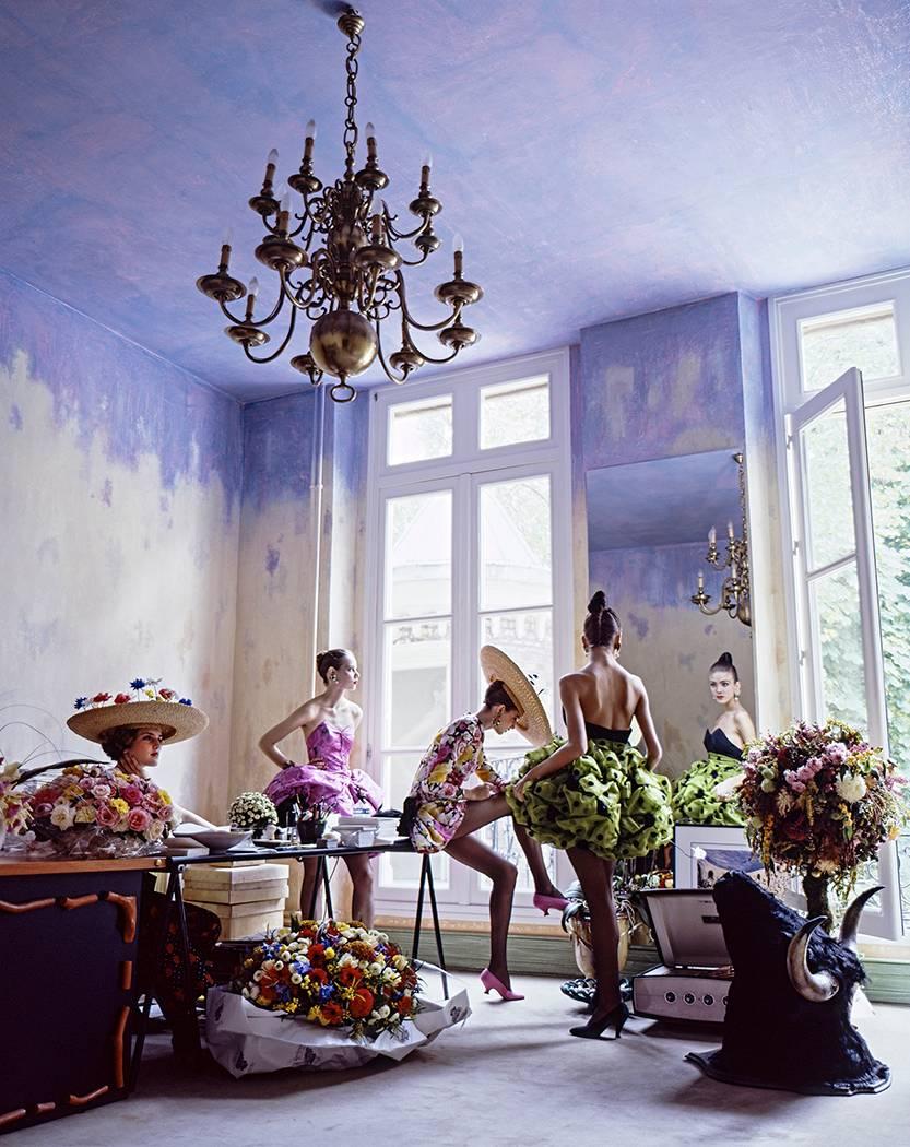 Arthur Elgort Color Photograph - Romance: Christian Lacroix Haute Couture Atelier