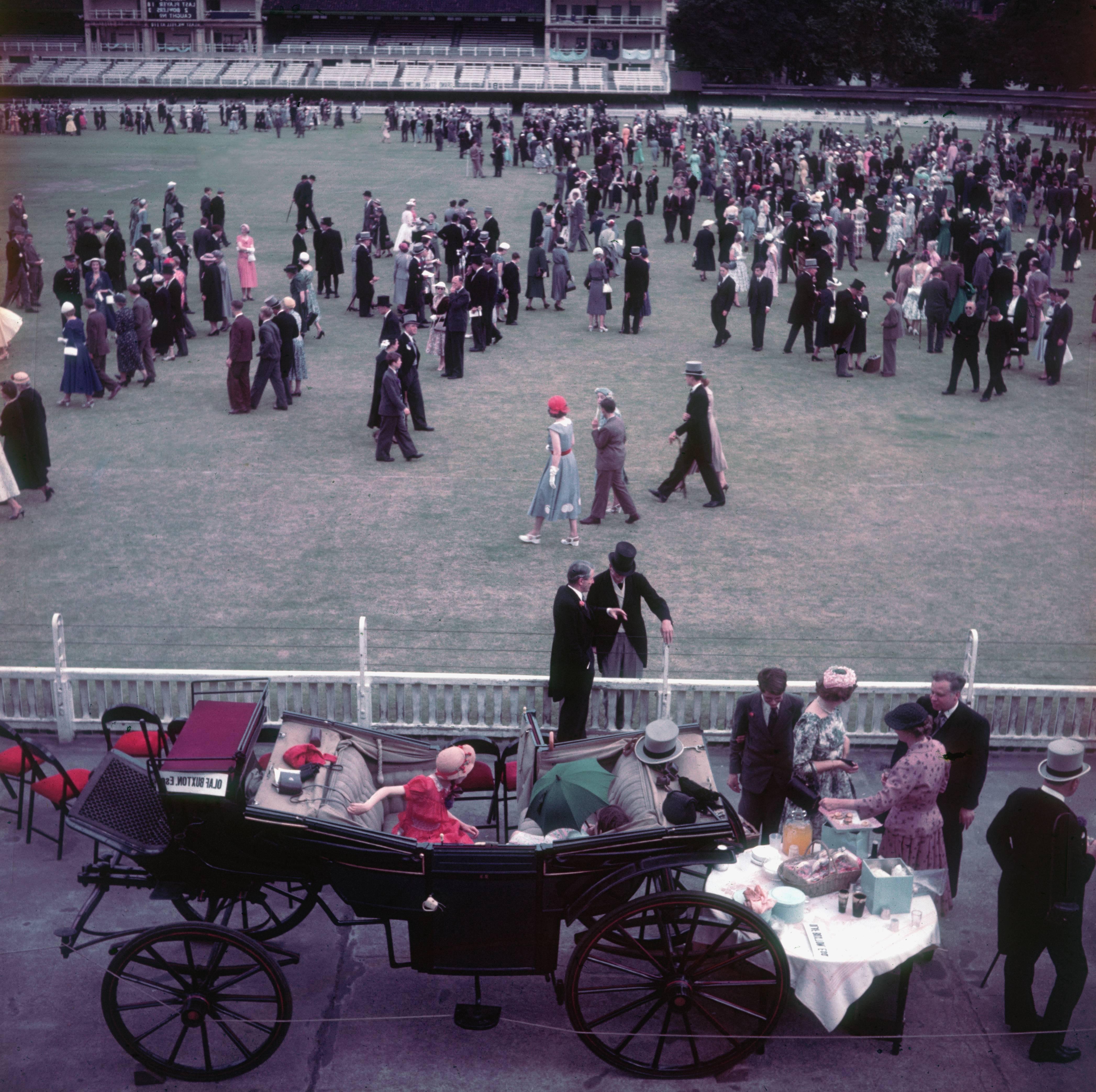 Slim Aarons Color Photograph - The Annual Eton-Harrow Match at Lord's, England 1955