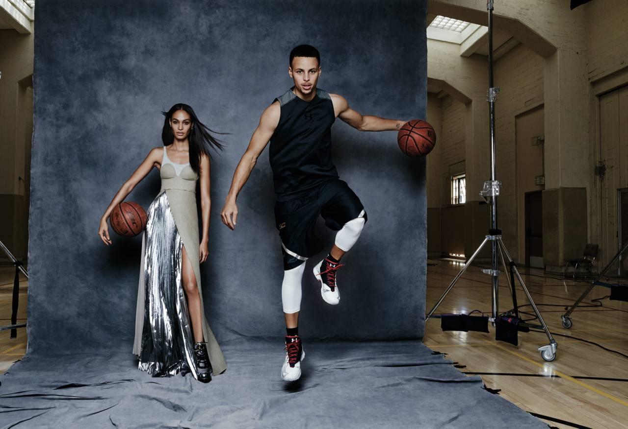 Patrick Demarchelier Color Photograph - Joan Smalls and Steph Curry, California, Vogue