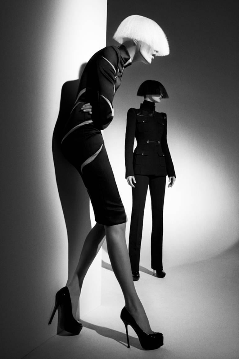 Patrick Demarchelier Black and White Photograph - Mariacarla and Anja Rubik, Italian Vogue