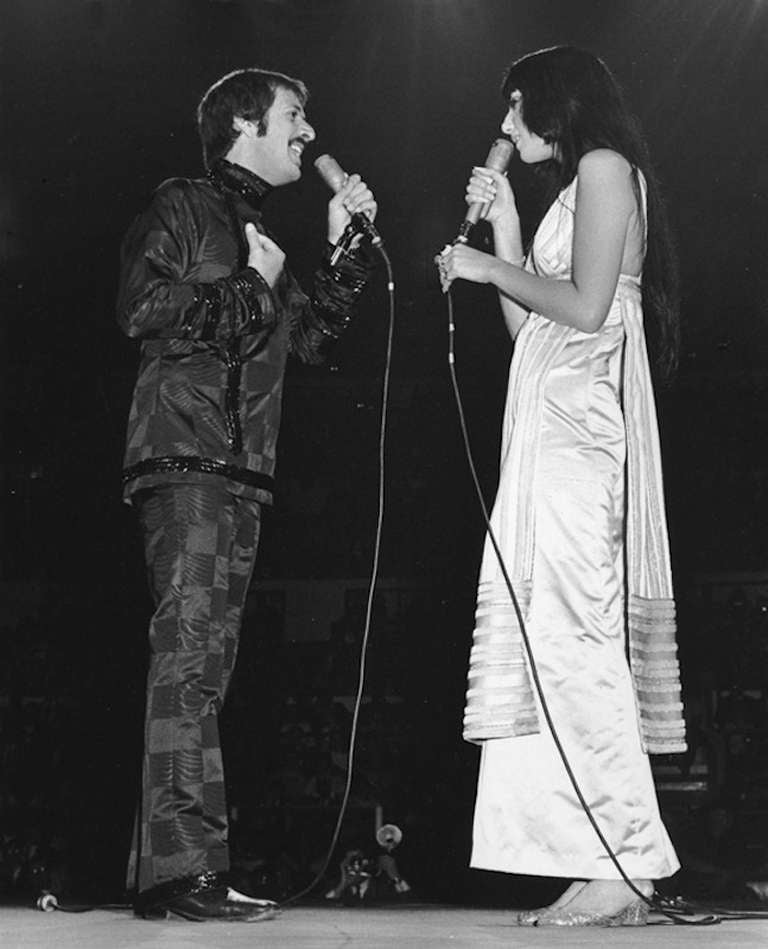 Ron Galella Black and White Photograph - Sonny and Cher, Madison Square Garden, New York