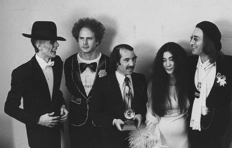 Black and White Photograph di Ron Galella - David Bowie, Art Garfunkel, Paul Simon, Yoko Ono e Yoko Johns
