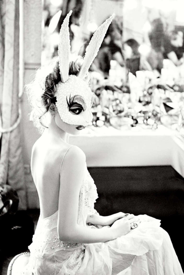 Ellen von Unwerth Black and White Photograph - White Bunny