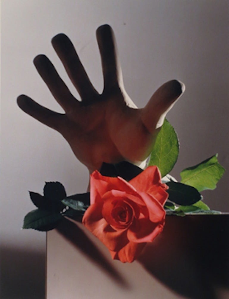 Horst P. Horst Color Photograph - Rose with Cast of Michelangelo Hand