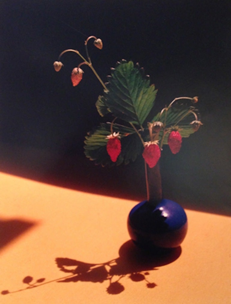 Horst P. Horst Color Photograph - Strawberry in Blue Vase