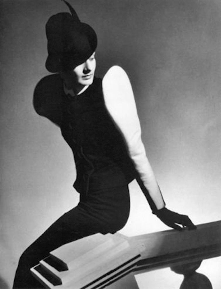 Horst P. Horst Black and White Photograph - White Sleeve: Clothing and hat by Robert Piguet, Paris