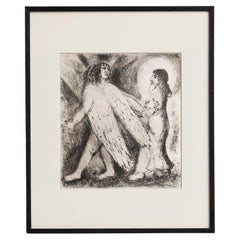Marc Chagall, Serie bíblica, 1956, heliograbado en blanco y negro enmarcado