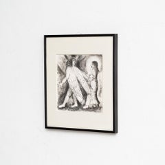 Marc Chagall, Serie bíblica, 1956, heliograbado en blanco y negro enmarcado