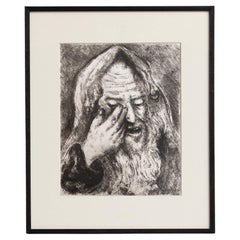 Marc Chagall, Serie bíblica, 1956, heliograbado en blanco y negro enmarcado