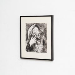Marc Chagall, Serie bíblica, 1956, heliograbado en blanco y negro enmarcado