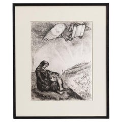 Marc Chagall, Serie bíblica, 1956, heliograbado en blanco y negro enmarcado