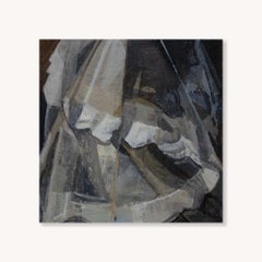 Veil: Dipinto astratto in acrilico su tavola di legno, nuovo, anni 2010, 14x14