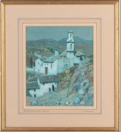 'Moonlight, Iglesia de Jesus Antequera' watercolour by Albert Moulton Foweraker