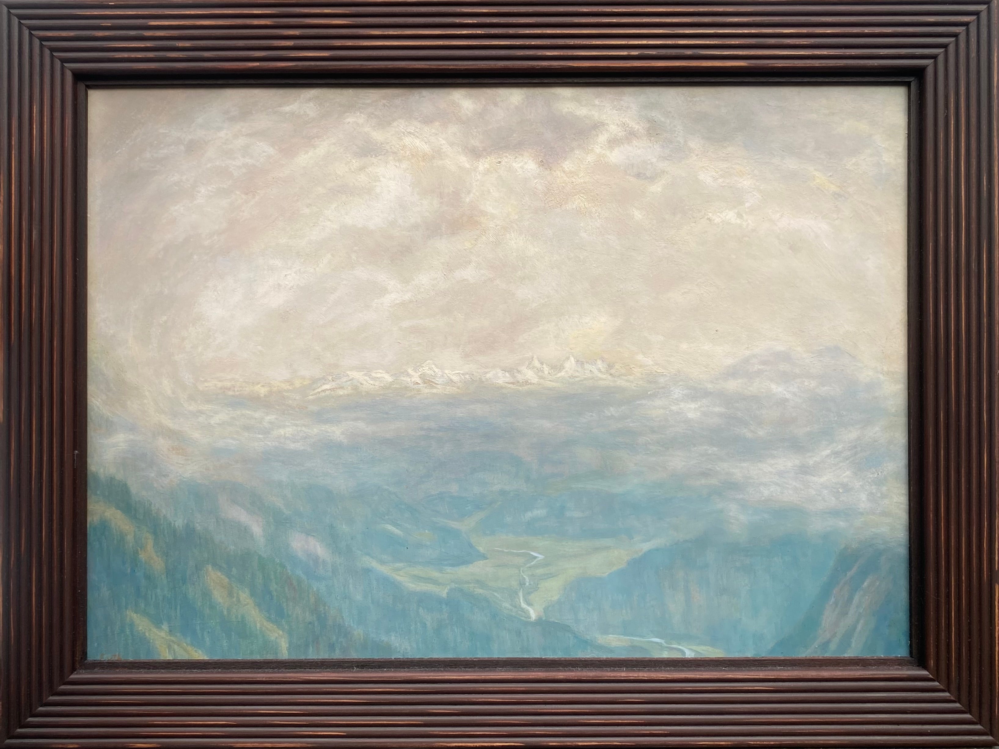'The Mountains of the Bregenz Forest' oil on board by Karl Eyth