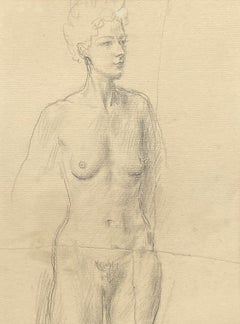 Study of a Standing Female Nude, pencil on paper by Augustus John
