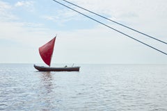Red Sail: Minimalist Seascape Photography, Archival Pigment Print