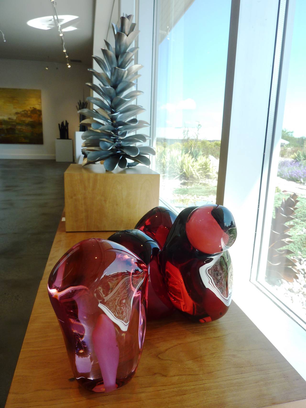 Luscious red glass sculpture, clear glass on the outer layer, opaque in the interior. Part of the artists famous pomegranate series, which has been exhibited in major international invitational exhibitions.

Vamvakas Lay holds a degree in Fine