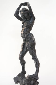Sculpture XIV 3/12 - strong female nude figure in patinated blue and black