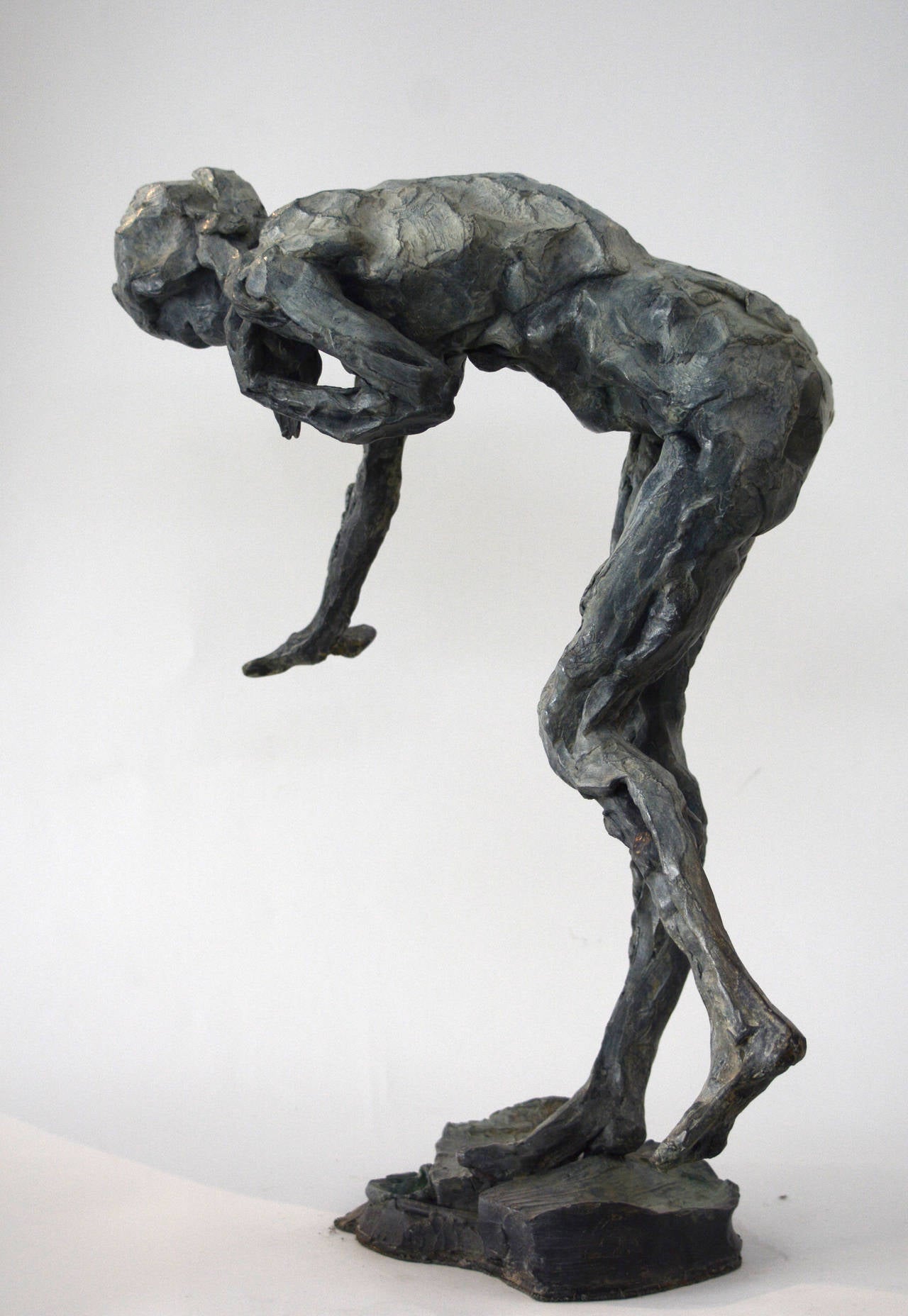 Sculpture XXIX 1/8 - emotive, nude, female, figurative, patina, bronze statuette - Gold Figurative Sculpture by Richard Tosczak